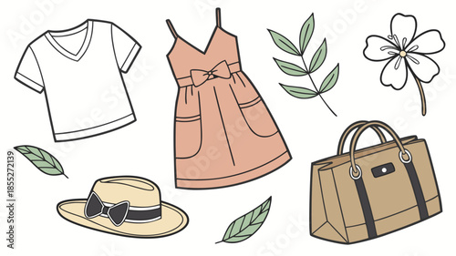 Collection of fashion items and accessories Vector