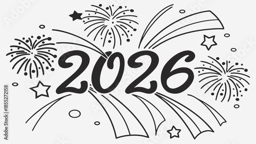Celebrating the year 2026 with fireworks Vector
