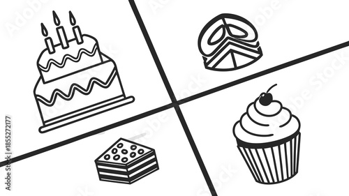 Celebratory desserts collection Vector
