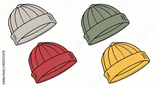 Collection of colorful beanies Vector