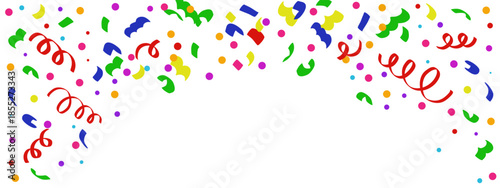 Celebration confetti background, vector, congratulations confetti, isolated on white, colorful confetti explosion, streamers, clipart for Carnival, Holiday, Christmas, New year, sale, birthday, party 