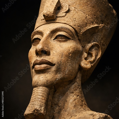 Akhenaten Pharaoh Statue, Ancient Egyptian King of Monotheism, Stone Portrait of Akhenaten with Blue Crown, Religious Revolution in Ancient Egypt History