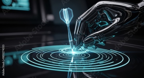 Robot Hand Targets Holographic Dartboard with Precision