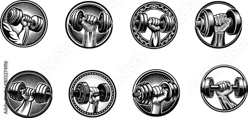 Gym, fitness logo or label. Sport, bodybuilding concept. Vector icon