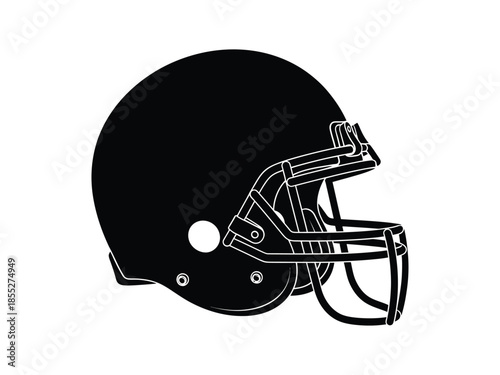 A simple black and white silhouette of an american football helmet