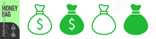 Set of Money bag icons. Line money bag icon , color set sack, Flat Money bag Vector illustration