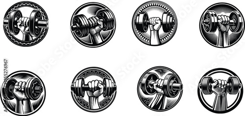 Gym, fitness logo or label. Sport, bodybuilding concept. Vector icon