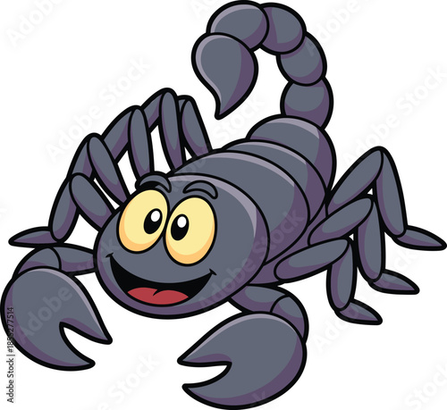 Green cartoon snake character vector illustration with yellow eyes and red flickering tongue isolated on white background for kids education