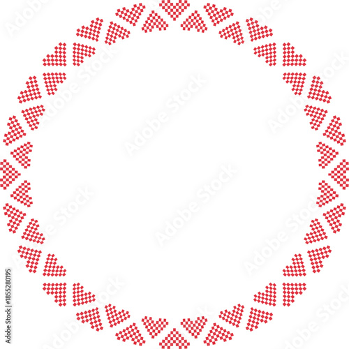 Vector Red and White Geometric Heart Frame Border