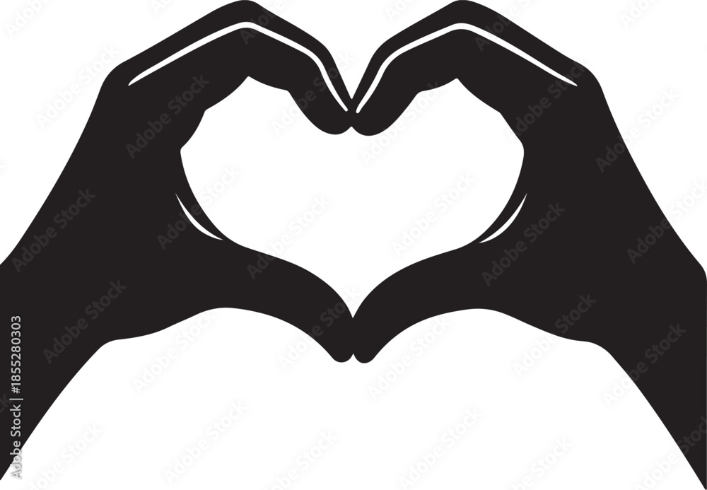 Fototapeta premium Silhouette of Hands Forming a Heart Gesture