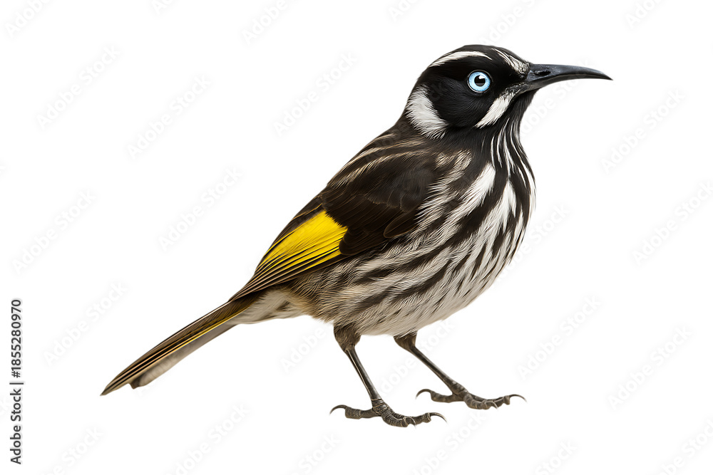 Fototapeta premium Holland Honeyeater Bird Wildlife Portrait Isolated on a Transparent Background