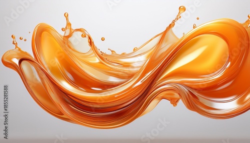 abstract luxurious orange liquid pouring wave isolated no background