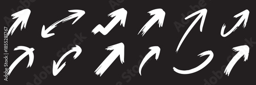 arrow brushstroke set of hand painted directional icons