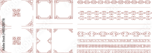 asian decorative border collection geometric knot and link motifs