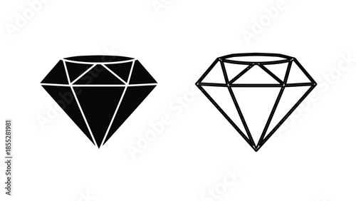 Two diamond icons one filled and one outlined displayed on a white background