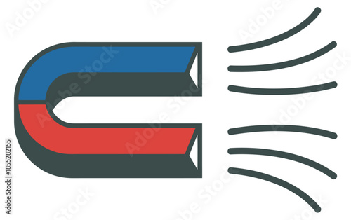 A horseshoe magnet emits magnetic field lines indicating its power and force.