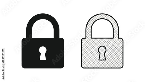 Two padlock icons one filled and one outlined representing security