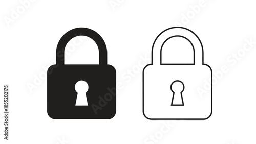 Two padlock icons one filled black and one outlined in white