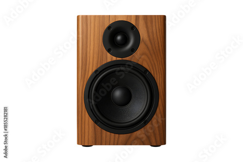 Premium Wooden Speaker with Black Audio Drivers Isolated on a Transparent Background