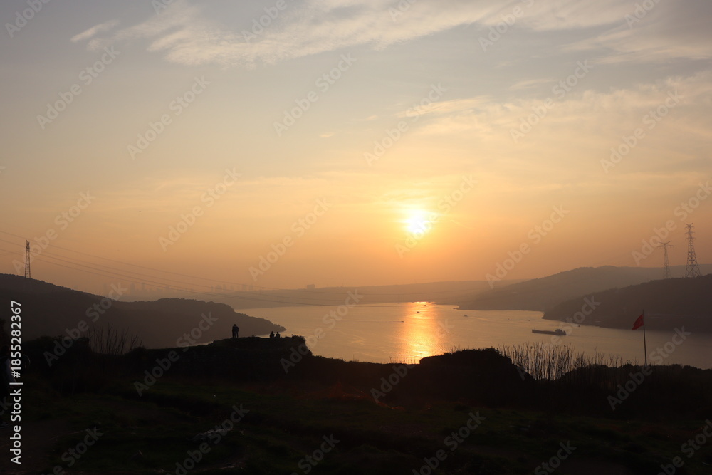 custom made wallpaper toronto digitalSunset view of the Istanbul Bosphorus from Yusa Hill.