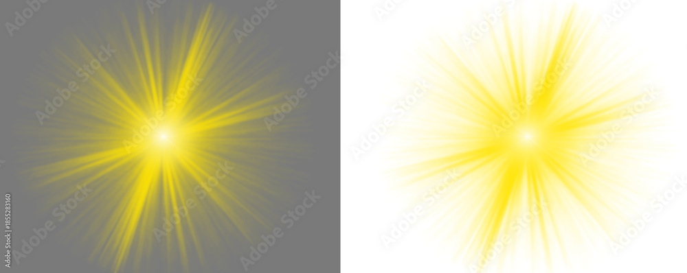 Obraz premium Vibrant yellow starburst effects on black background for design