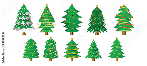 set of decorative christmas tree ornaments design