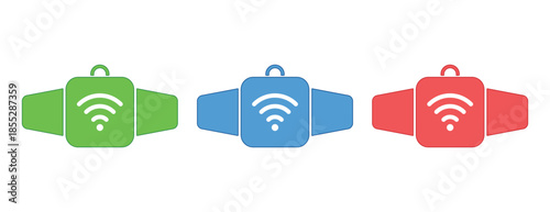 Smartwatch icons featuring wireless internet signal, wearable technology