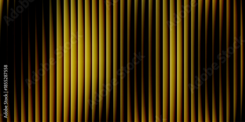 Luxury Golden Vertical Ribbed Pattern on Black, Abstract Fluted Glass Texture with Metallic Yellow Glow for Premium Digital Background.