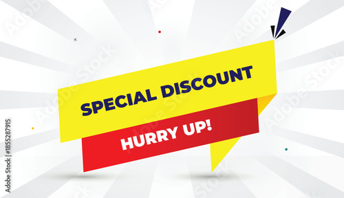 special discount hurry up editable eps format web banner vector art illustration template design red gradient yellow shapes deep blue bold font white gray gradient abstract illustration sunshine busin