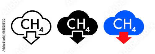 Gas ch4 icon, animal methane excretion for global ecology problem, cattle fart illustration