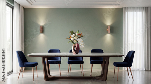 Elegant Dining Room Showcases Minimalist Luxury and Harmonious Color Energy  