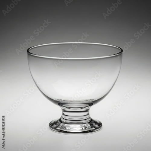 Elegant Clear Glass Footed Dessert Bowl on Pedestal Base, Sophisticated Glassware Still Life