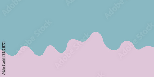Abstract paper cut background with pastel pink wavy layers on a light blue backdrop, featuring a clean, minimal design