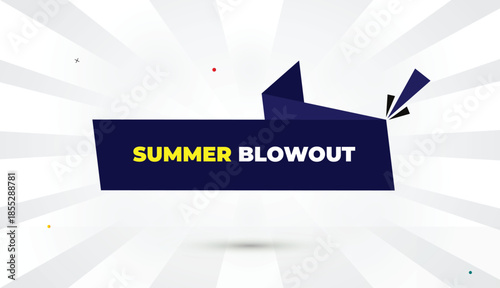 Summer Blowout Editable EPS Format Web Banner Vector Art Illustration Template Design Deep Blue Shapes Yellow Bold Font White Gray Gradient Abstract Illustration Sun Shine Business Background 4K
