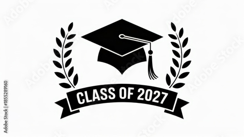 Class of 2027 graduation cap with laurel wreath symbolizing achievement and academic success