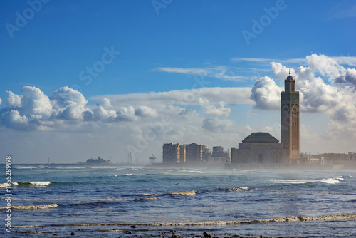 Quadro su tela Casablanca coastline in the morning mist in autumn