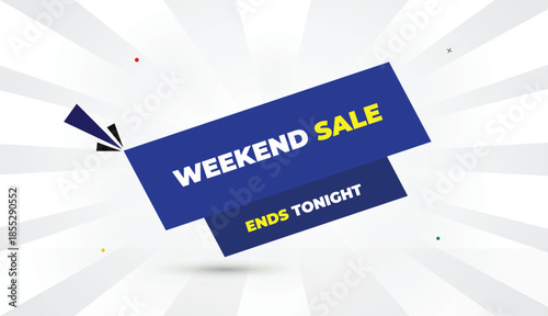 weekend sale ends tonight editable eps format web banner vector art illustration template design blue shapes yellow bold font white gray gradient abstract illustration sun shine business background 4k