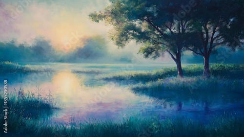 beautiful lake in the morning