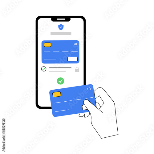 Secure mobile payment concept, digital transaction with credit cards on smartphone