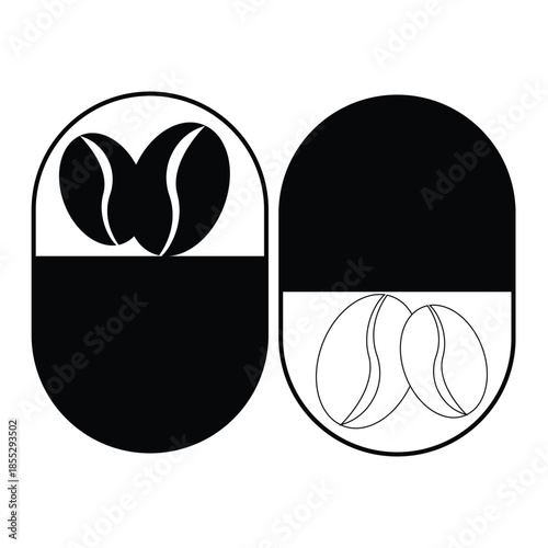 Coffee bean Hand drawn frame vector, sketch of coffee beans boarder frame on white background. Coffee drink package elements