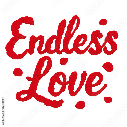 Endless love typography with a bold red aesthetic isolated on transparent background