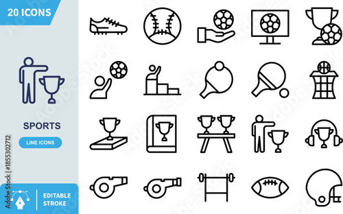 Minimalist outline icon illustrating a successful athlete or figure proudly presenting a prestigious championship trophy award achievement to an audience or observer.