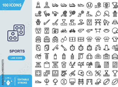 Simple line art icon design representing two stacked gaming dice often associated with gambling, chance, or tabletop sports entertainment activities for digital use.