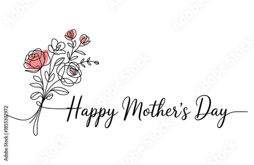 Elegant Floral Bouquet Design For Mothers Day Celebration Greeting Card.