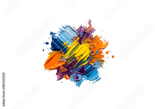 Vibrant abstract oil paint splash and colorful brush strokes SVG on transparent background