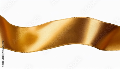 Elegant Wavy Golden Satin Ribbon Banner Element Isolated On Transparent Background Perfect For Award Celebration Luxury Or Decorative Design Accents