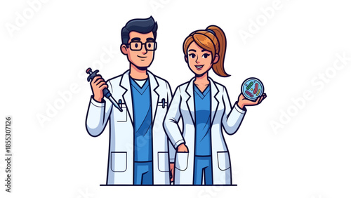 Medical professionals examining a specimen together in a laboratory setting