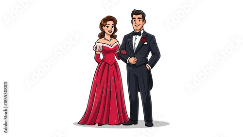 Elegant couple standing together in formal attire