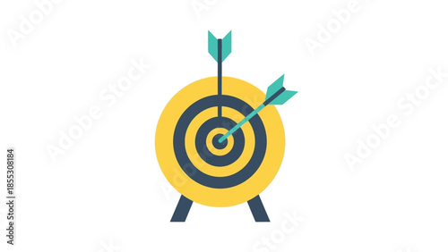 Minimalist target icon with arrows for business and goals concepts