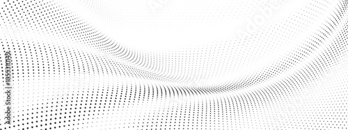 Smooth monochrome halftone wave surface with elegant flowing depth Vector Illustration